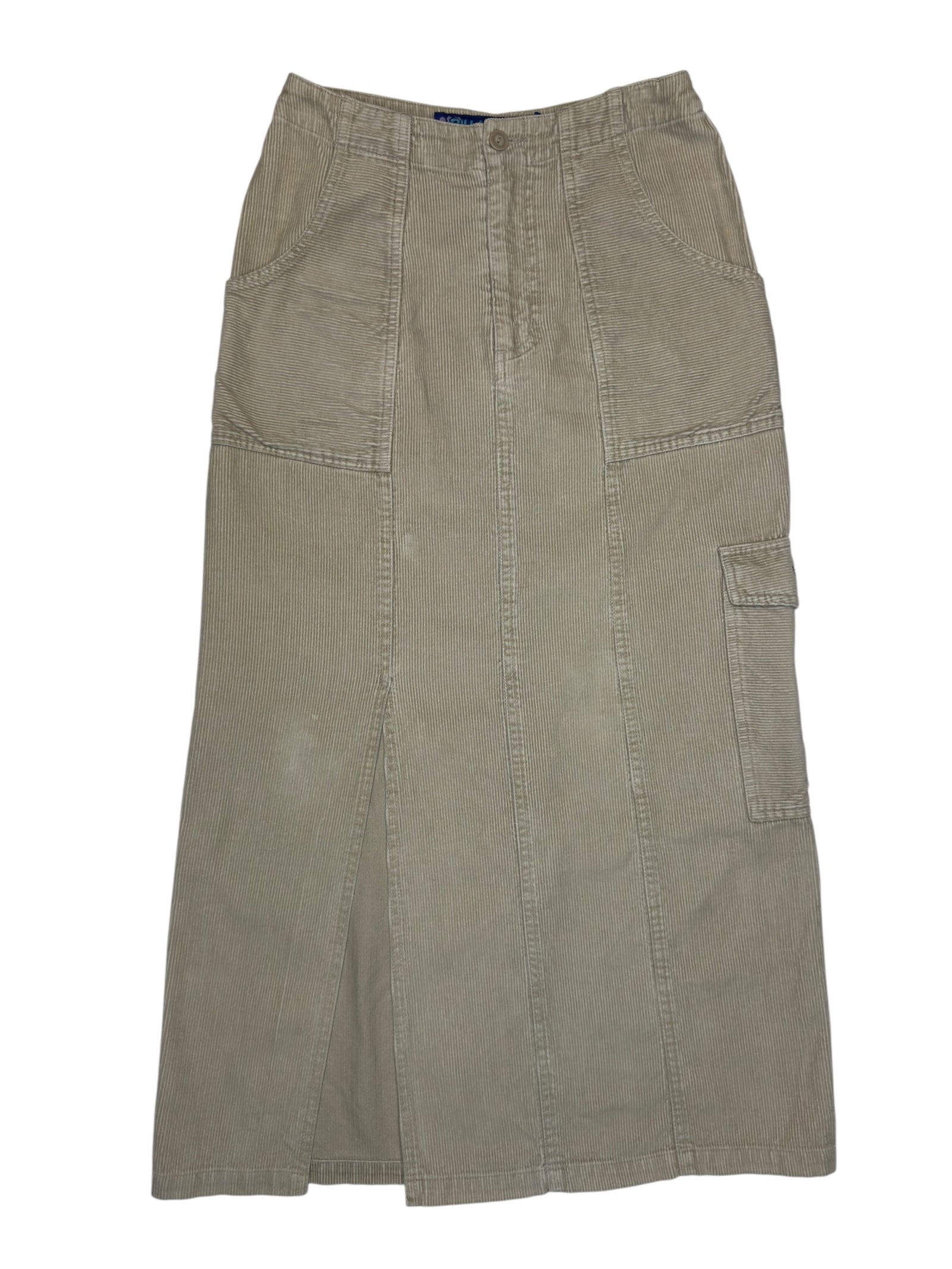 Vintage 2000s BILLABONG Tan Corduroy Cargo Maxi Skirt | Size XS-S