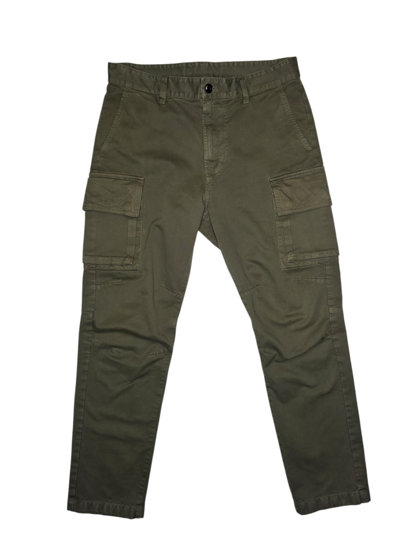 Vintage 2000s DIESEL Cotton High Waisted Khaki Green Tapered Cargo Trousers | Size M