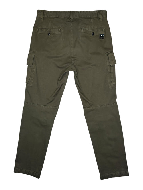 Vintage 2000s DIESEL Cotton High Waisted Khaki Green Tapered Cargo Trousers | Size M