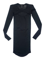 Vintage 2000s ISABEL MARANT Silk Black Jersey Fitted Long Sleeve Keyhole Midi Dress | Size S