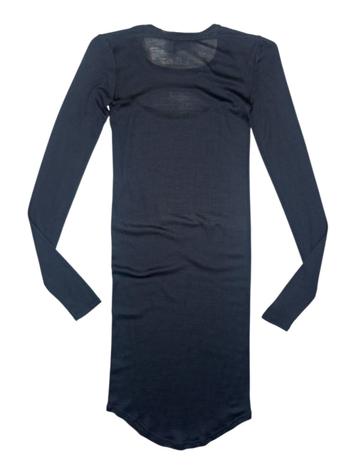 Vintage 2000s ISABEL MARANT Silk Black Jersey Fitted Long Sleeve Keyhole Midi Dress | Size S