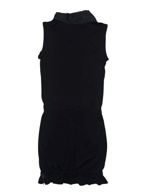 Vintage 2000s MARITHÉ+FRANÇOIS GIRBAUD Black Sleeveless High Neck Midi Dress with Gold Drawstring Ties | Size S-M