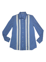 PRADA SS 2015 Men’s Cotton Periwinkle Blue & White Striped Long Sleeve Button Up Shirt | Men’s Size S
