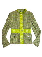 Vintage 2000s DOLCE & GABBANA Water Snake Lime Green Tweed Tailored Blazer Jacket | Size S