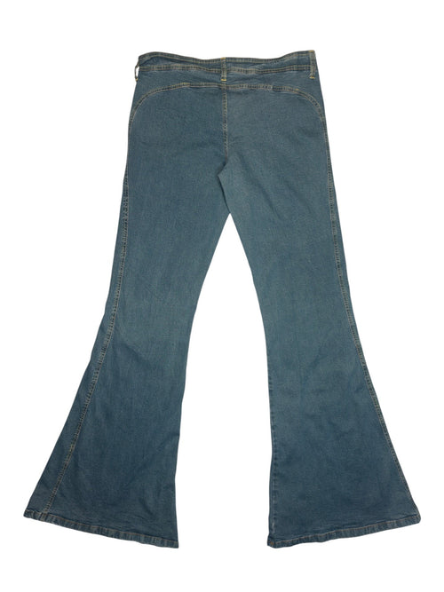 Vintage 2000s Blue Denim Low Rise Flared Bell Bottom Jeans | Size L