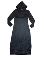 Vintage 2000s PLANETE INTERDITE Black Hooded Long Sleeve Cargo Maxi Dress with Net Detail | Size M