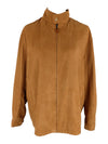 Vintage 80s Men's Bohemian Hippie Style Solid Basic Rust Orange-Brown High Mockneck Zip Up Jacket | Men’s Size XXL