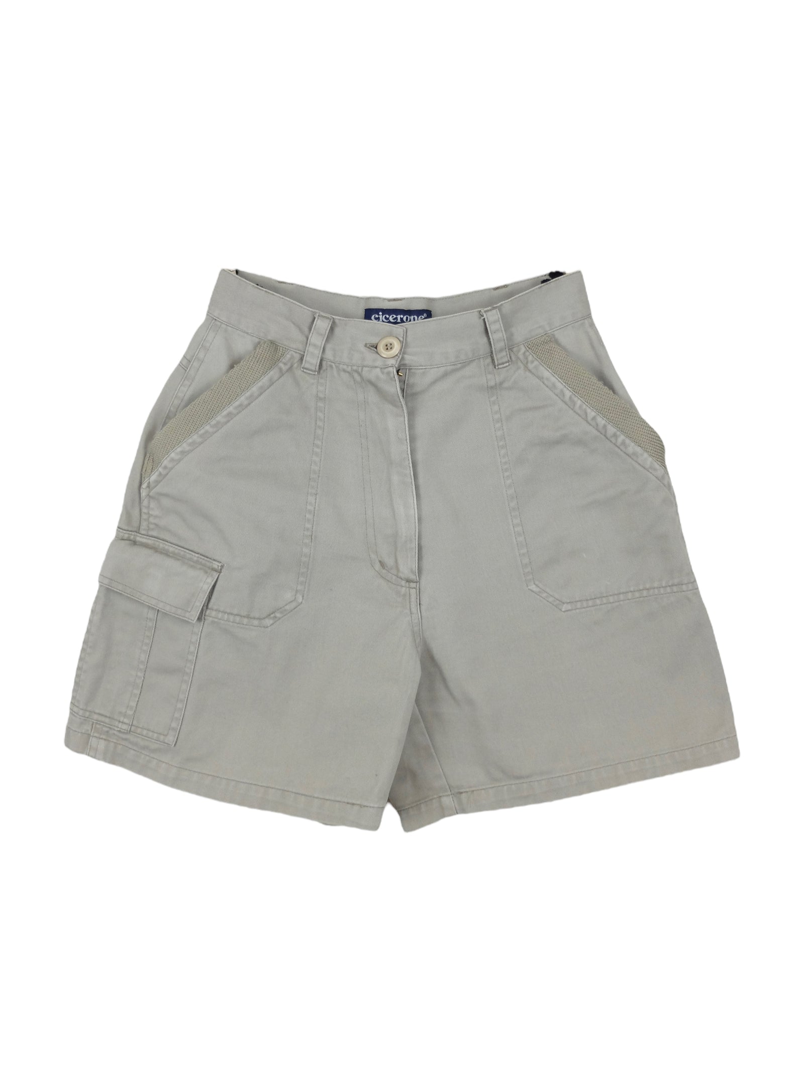 Vintage 2000s Y2K Kahki Tan Fitted High Waisted Solid Basic Cargo Bermuda Shorts