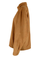 Vintage 80s Men's Bohemian Hippie Style Solid Basic Rust Orange-Brown High Mockneck Zip Up Jacket | Men’s Size XXL