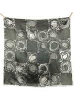 Vintage 90s Chic Bohemian Grey & White Silky Geometric Abstract Patterned Square Bandana Neck Tie Scarf