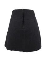 Vintage 2000s Y2K Preppy Chic Black Felt A-Line Asymmetrical Wrap Mini Skirt | 26 Inch Waist