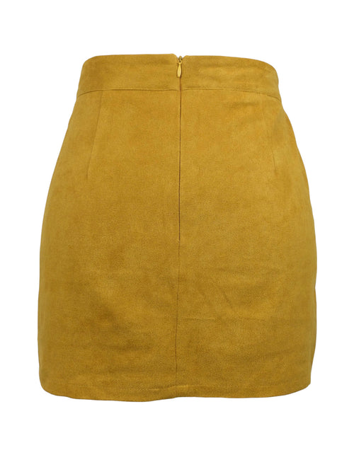 Vintage 2000s Y2K Bohemian Hippie High Waisted Faux Suede Rust Orange Lace Up Mini Pencil Skirt | 27 Inch Waist