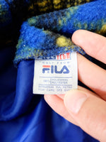 Vintage 90s Y2K Fila Blue & Yellow Abstract Camo Print Fleece 1/4 Zip Sweatshirt Pullover