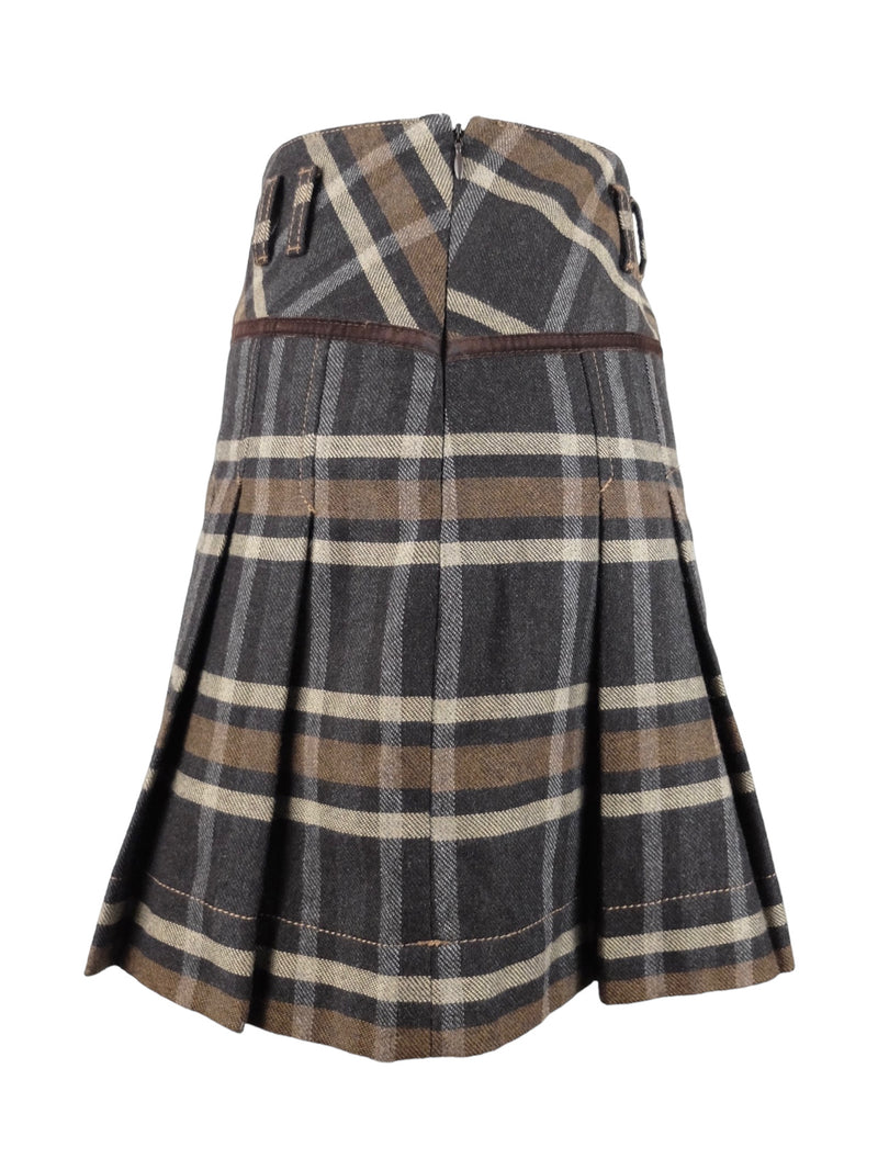 Vintage 2000s Y2K Preppy Academia Schoolgirl Style Wool Blend Plaid Check Print Pleated Mini Skirt | 30 Inch Waist