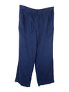 Vintage 2000s Y2K Linen Minimalist Bohemian Dark Blue Loose Fit Wide Leg Pants | 33 Inch Waist