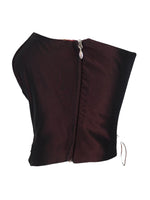 Vintage 2000s Y2K Metallic Maroon Red Embroidered Sleeveless Back Lace Up Corset Top with Embroidered Sequin Detail