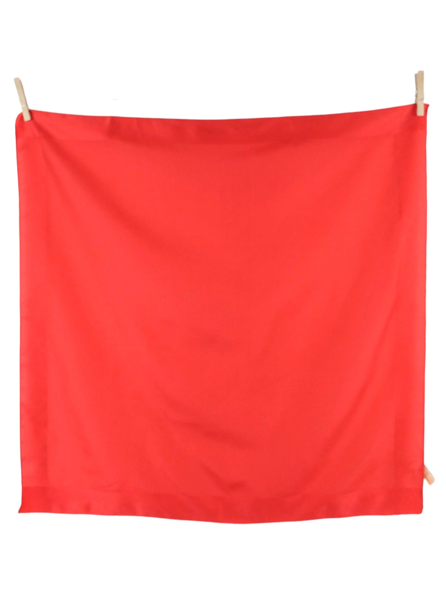 Vintage 70s Mod Chic Minimalist Solid Bright Red Small Square Bandana Neck Tie Scarf