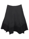 Vintage 00s Y2K Subversive Gothic Grunge Black Asymmetrical Low Rise Midi Skirt with Front Zip Detail