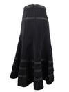Vintage 2000s Y2K Preppy Chic Whimsygoth Black Circle Midi Skirt with Ribbon Trim