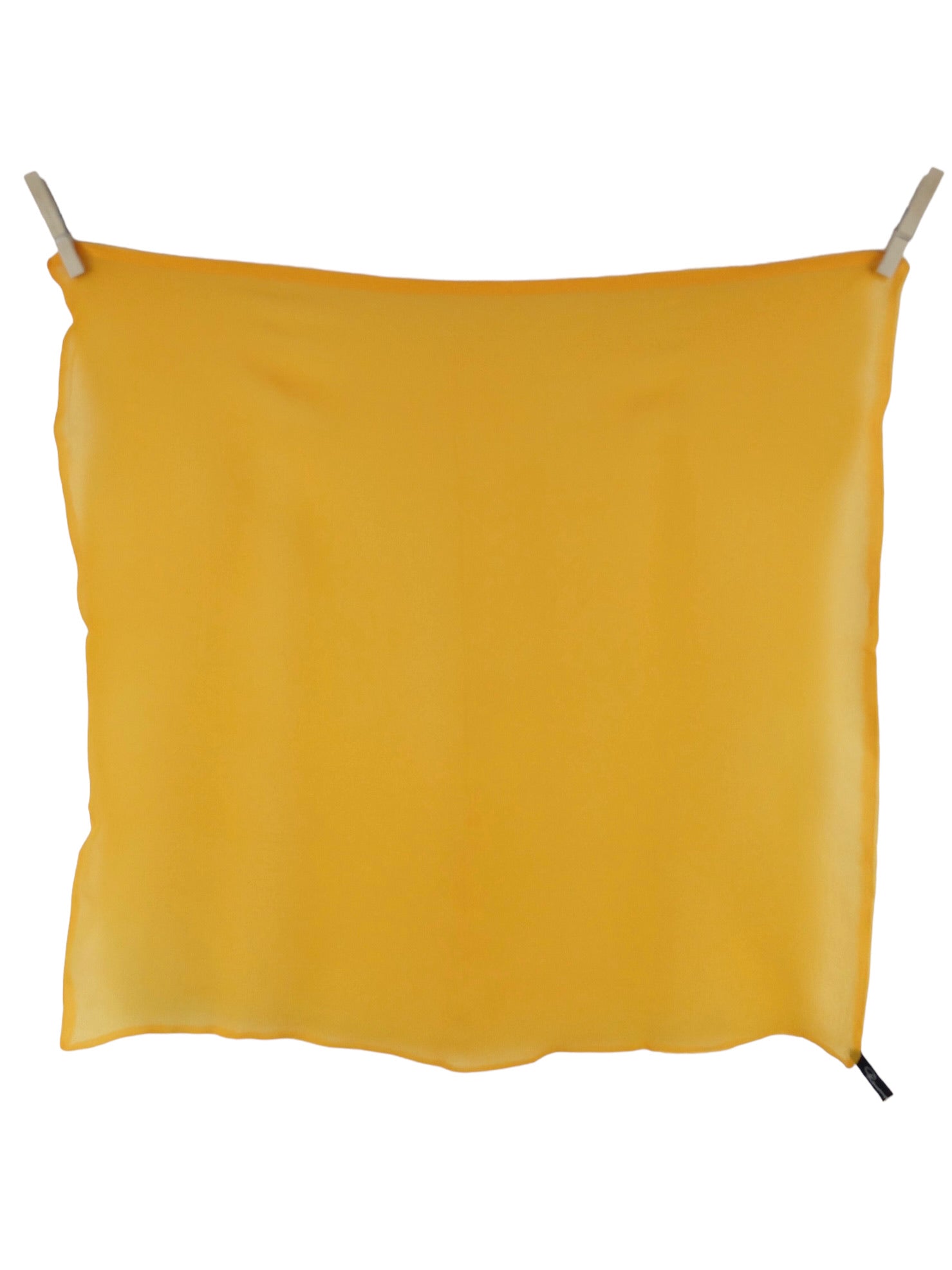 Vintage 80s Silk Chic Solid Basic Small Bright Mustard Yellow Small Square Bandana Neck Tie Scarf