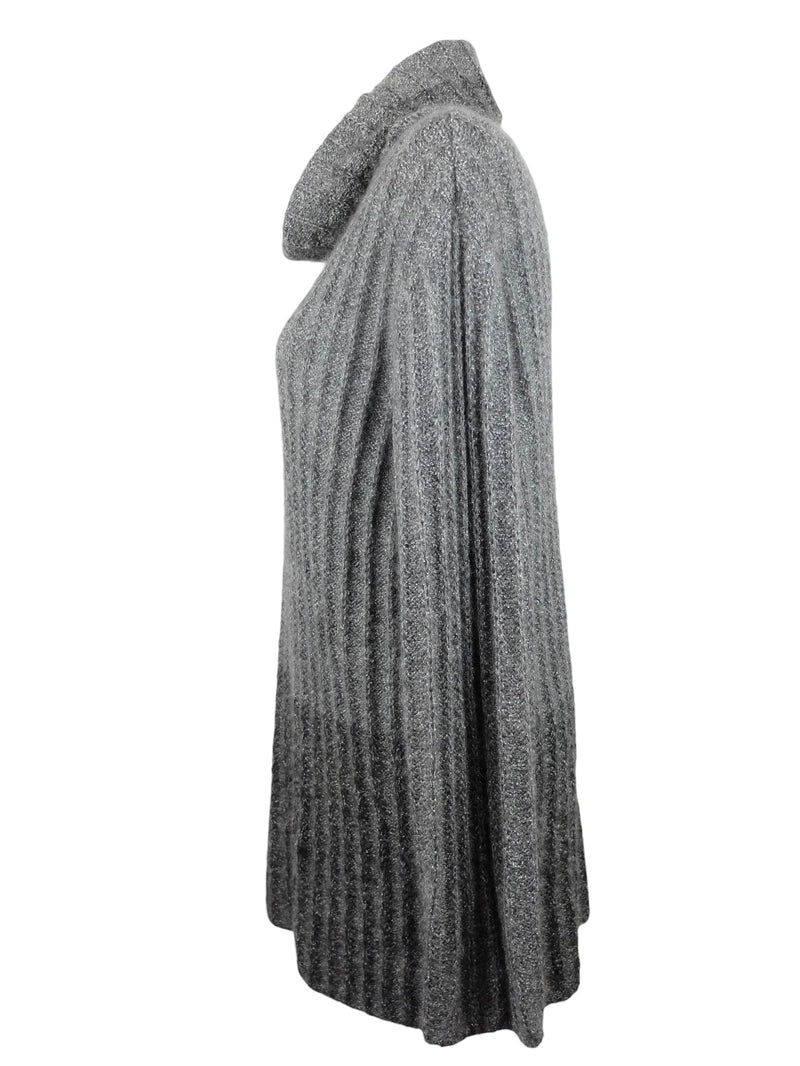 Vintage 2000s Y2K Chic Marella Designer Grey Colourblock High Slouchy Roll Neck Pullover Ribbed Long Tunic Sweater Jumper