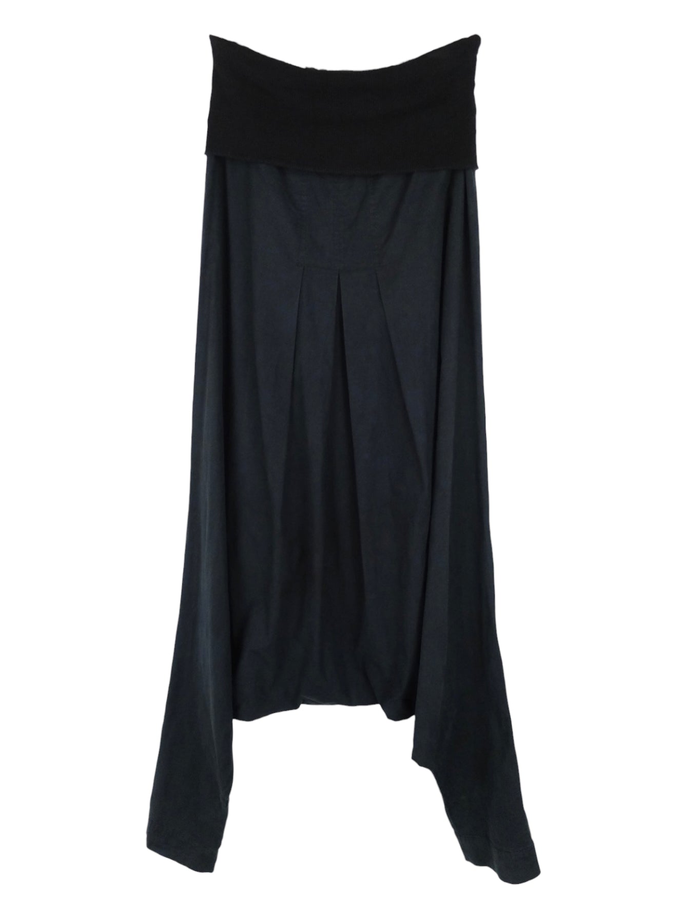 Vintage 2000s Y2K Cop Copine Designer Cyber Subversive Black Wide Leg Harem Style Pants with Fold Over Wasit