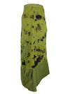 Vintage 2000s Y2K Wool Blend Subversive Soft Grunge Lime Green & Black Tie Dye Acid Wash High Waisted Maxi Skirt with Embroidered Detail | 28 Inch Waist