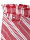 Vintage 00s Y2K Subversive Red & White Low-Medium Rise Chevron Striped Distressed Straight Leg Bootcut Denim Jeans with Raw Hem Detail
