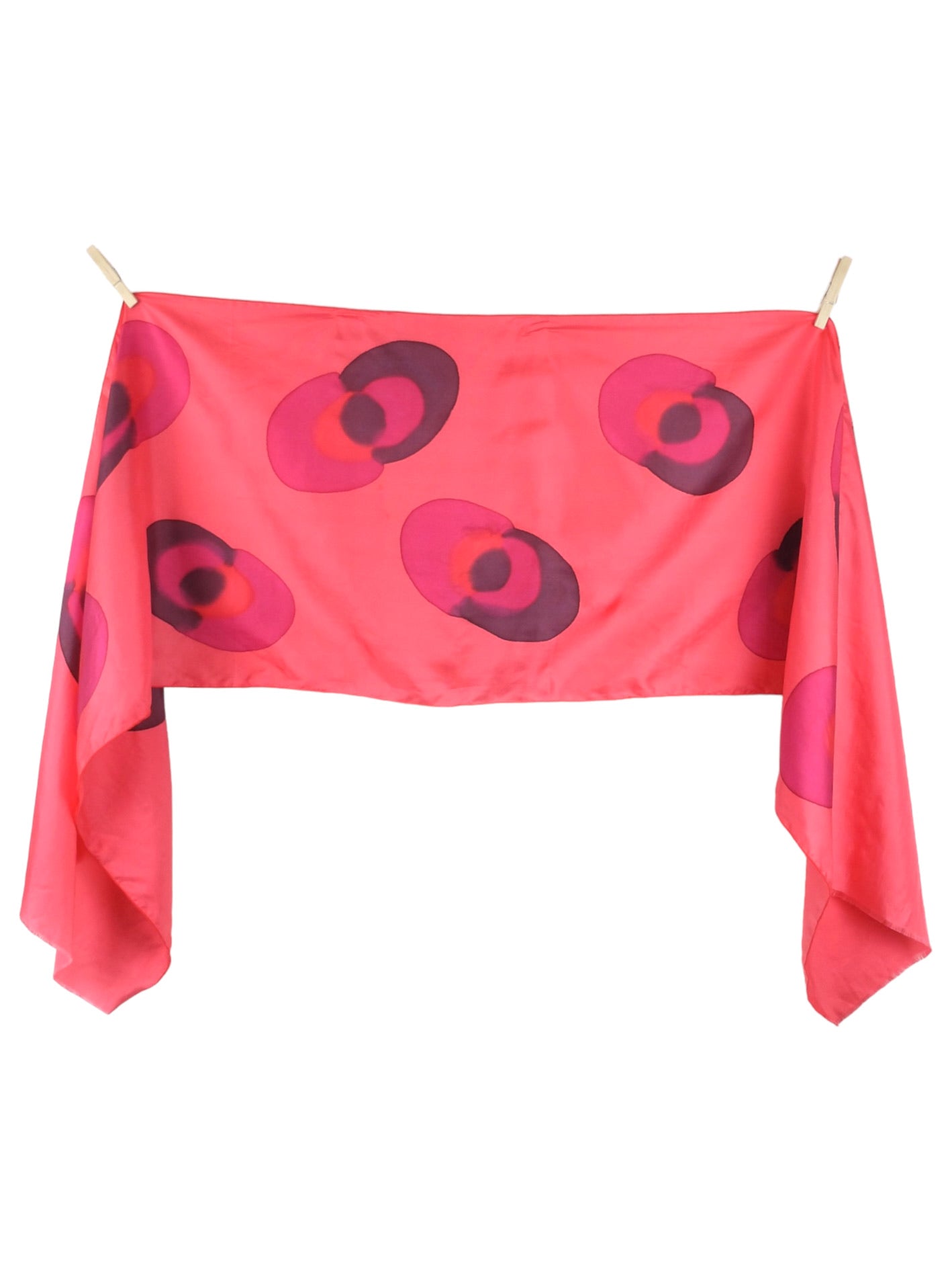 Vintage 90s Chic Pink & Purple Abstract Floral Print Long Wide Shawl Neck Tie Scarf