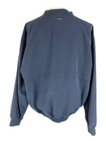 Vintage 90s Men's Utilitarian Outerwear Athletic Style Dark Navy Blue V-Neck Pullover Windbreaker Shell Jacket | Men’s Size L
