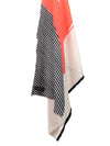 Vintage 80s Escada Abstract Black White & Orange Patterned Large Square Bandana Neck Tie Shawl Scarf
