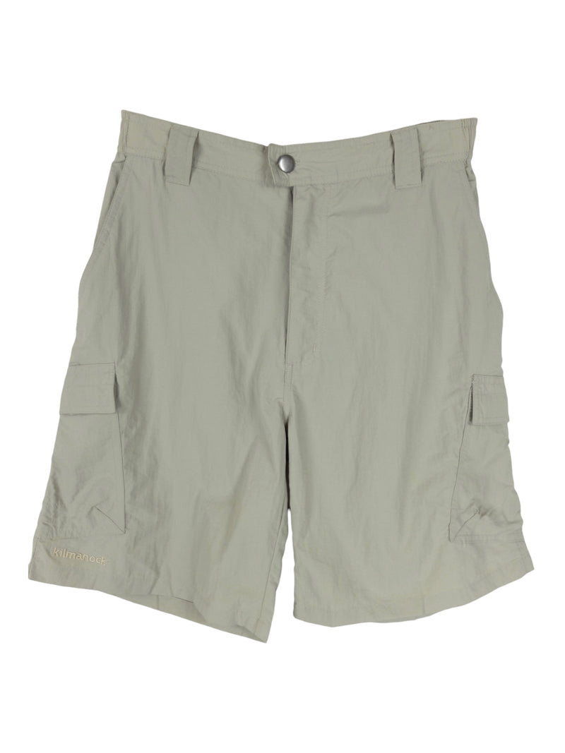 Vintage 2000s Y2K Deadstock Streetwear Athletic Sports Men’s Beige Tan Khaki Solid Basic Cargo Bermuda Shorts | 30 Inch Waist