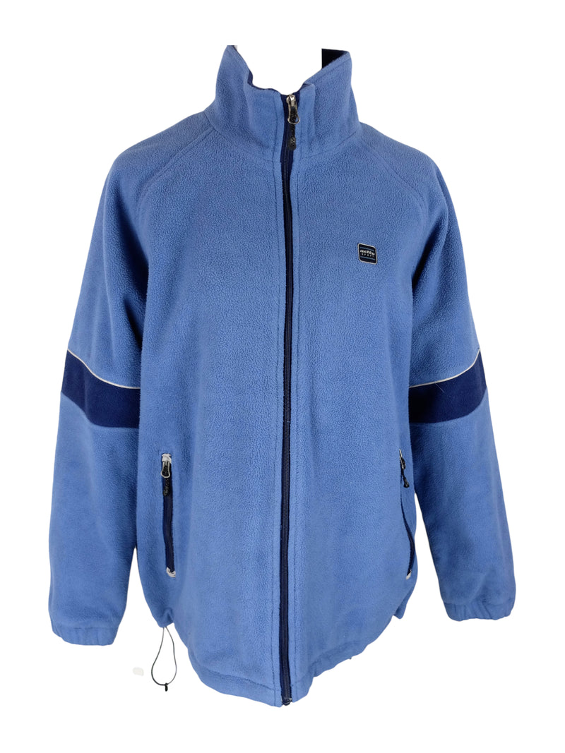 Vintage 2000s Y2K Men's Streetwear Outerwear Athletic Style Blue High Rollneck Zip Up Fleece Jacket | Men’s Size S-M