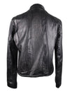 Vintage 2000s Y2K Soft Grunge Gothic Moto Rocker Style Black Snakeskin Collared Zip Up Leather Jacket with Drawstring Detail