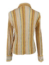 Vintage 2000s Y2K Yellow Striped Long Sleeve Collared Crinkle Button Up Shirt