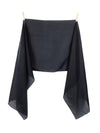 Vintage 90s Mod Chic Solid Basic Black Long Wide Neck Tie Shawl Wrap Scarf with Hand-Rolled Hem