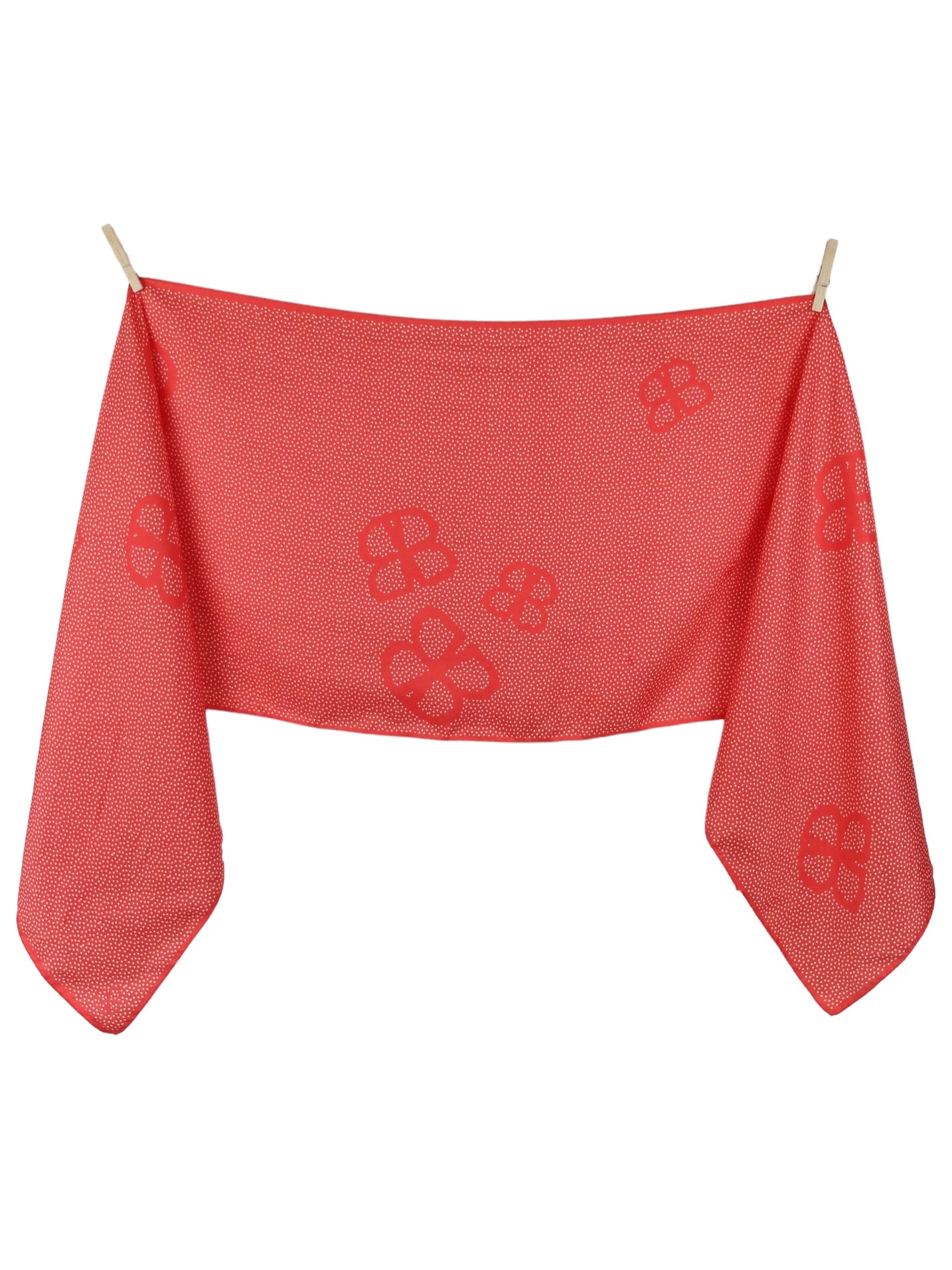 Vintage 90s Silk Chic Avant-Garde Red Polka Dot Patterned Long Wide Shawl Neck Tie Wrap Scarf