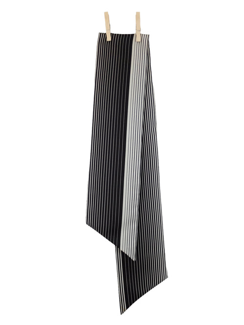 Vintage 90s Mod Chic Black & White Striped Thin Pointed Neck Tie Wrap Scarf