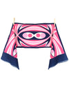 Vintage 60s Mod Psychedelic Hippie Abstract Patterned Pink & Navy Blue Long Wide Neck Tie Scarf