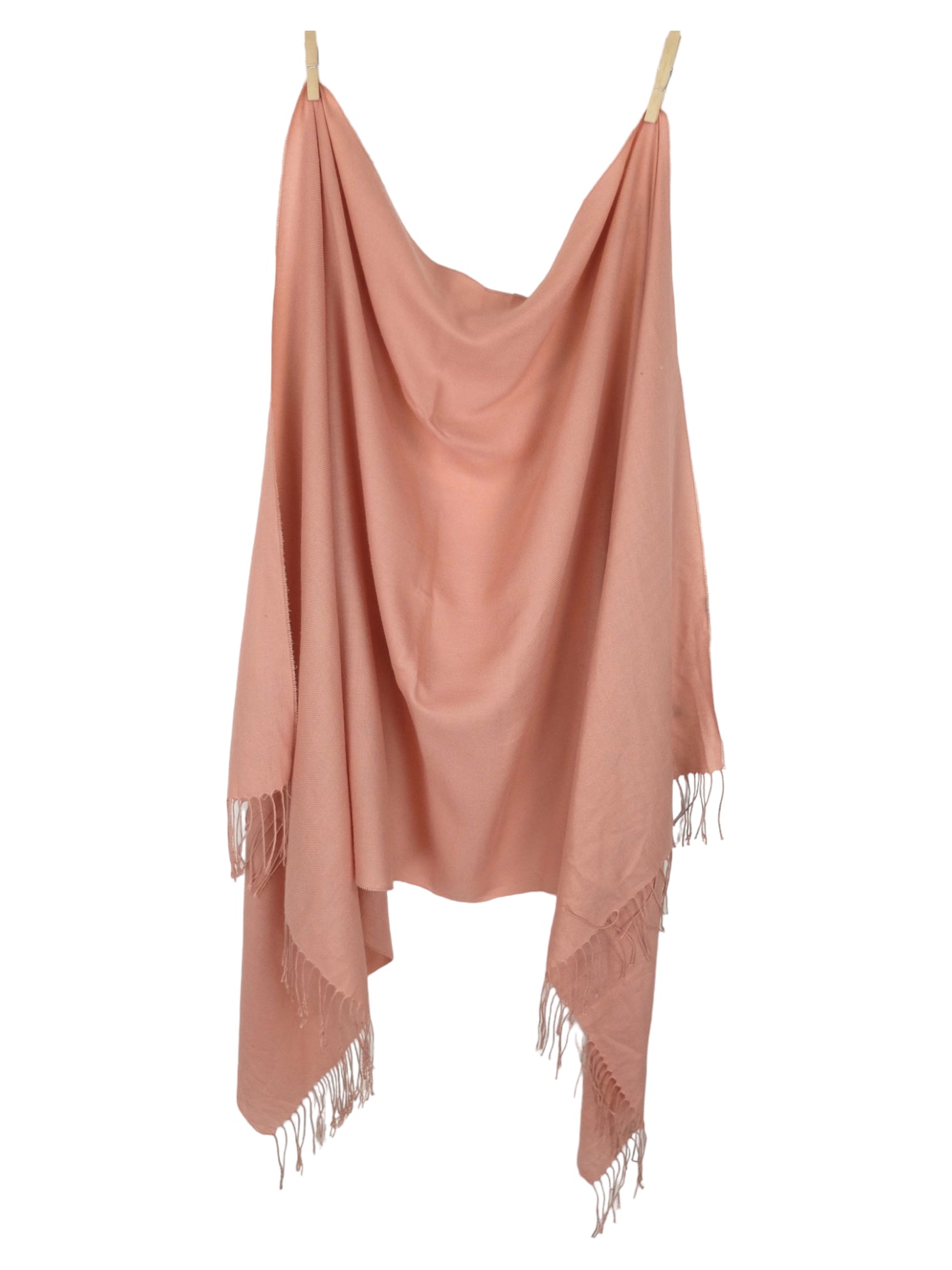 Vintage 90s Chic Minimalist Bohemian Hippie Peach Solid Basic Long Wide Shawl Wrap Winter Scarf