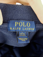 Vintage 90s Y2K Polo Ralph Lauren Preppy 1/4 Button Down Logo Solid Basic Dark Navy Blue Collared Long Sleeve Fitted Polo Shirt