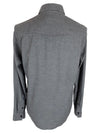 Vintage 2000s Men’s Peak Performance Streetwear Minimalist Preppy Casual Solid Grey Slim Fit Collared Long Sleeve Button Up Shirt