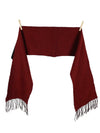 Vintage 90s Guy Laroche Cashmere Minimalist Preppy Reversible Red & Black Long Wide Shawl Wrap Winter Scarf with Fringe