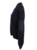 Vintage 90s Y2K Men’s Wool Streetwear Grunge Blend Black V-Neck Knit Patchwork Pullover Sweater Jumper