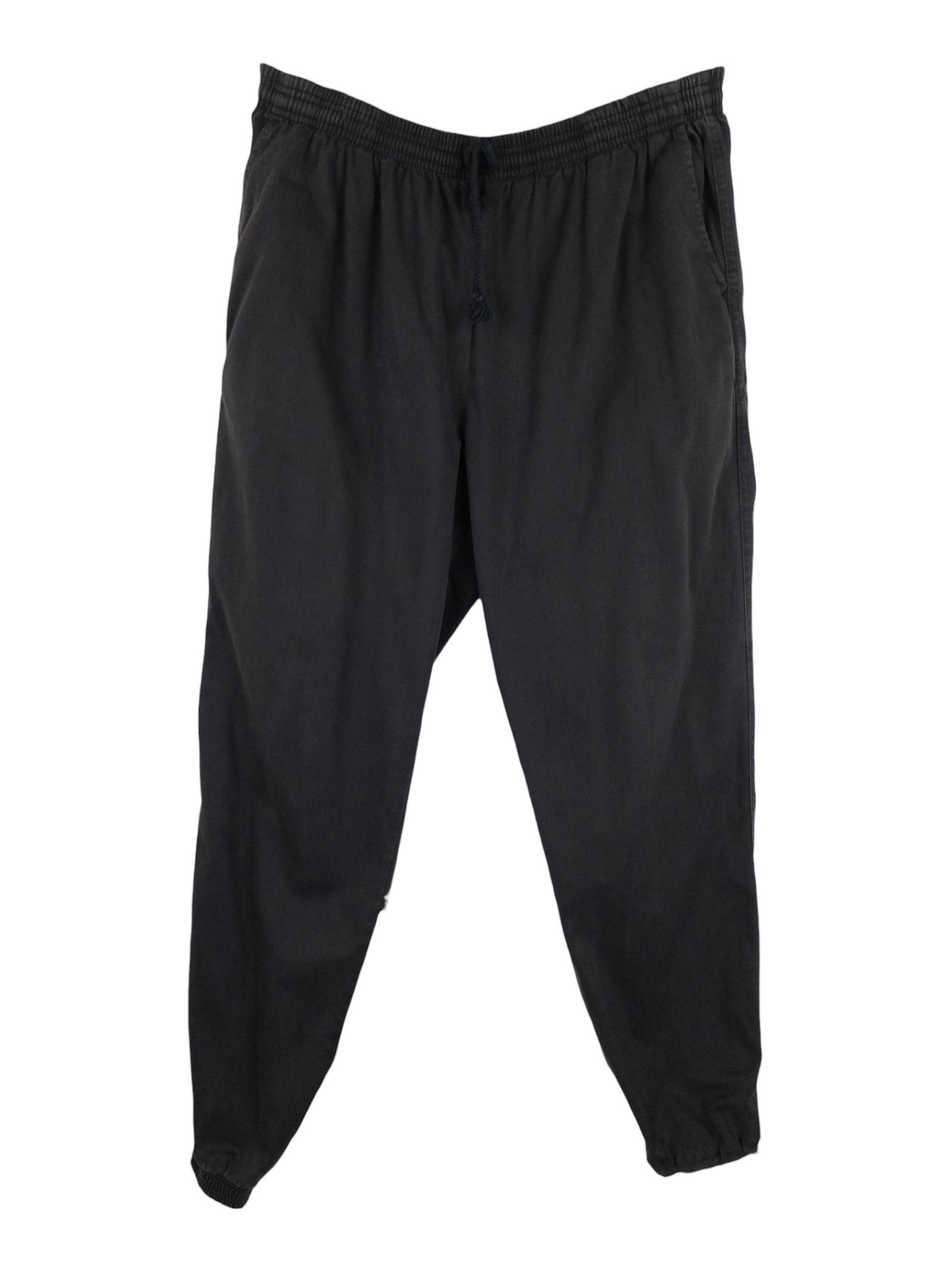 Vintage 2000s Y2K American Apparel Utilitarian Sporty Style Grey Black Jogger Pants with Elasticated Waist and Drawstring | 33 Inch Waist