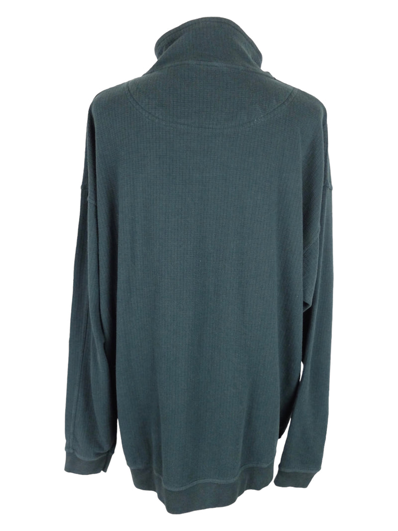 Vintage 90s Men’s Bohemian Streetwear Festival Style Solid Basic Dark Green 1/4 Zip Pullover Roll Neck Pullover Sweater Jumper | Men’s Size XL