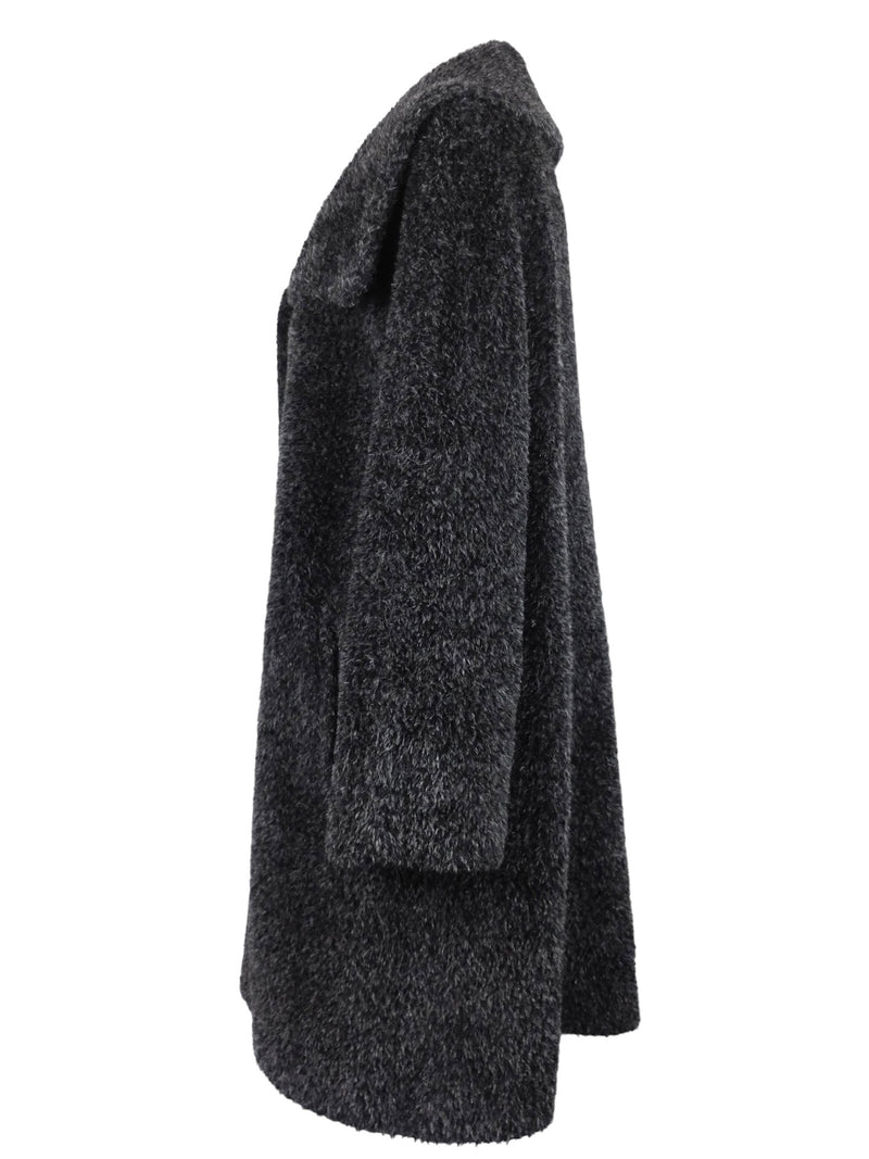 Vintage 2000s Y2K Max Mara Designer Chic Alpaca Wool Dark Grey Midi Length Winter Coat