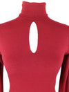 Vintage 2000s Y2K Red Wool Blend Long Sleeve Turtleneck Roll Neck Keyhole Jumper Sweater Blouse