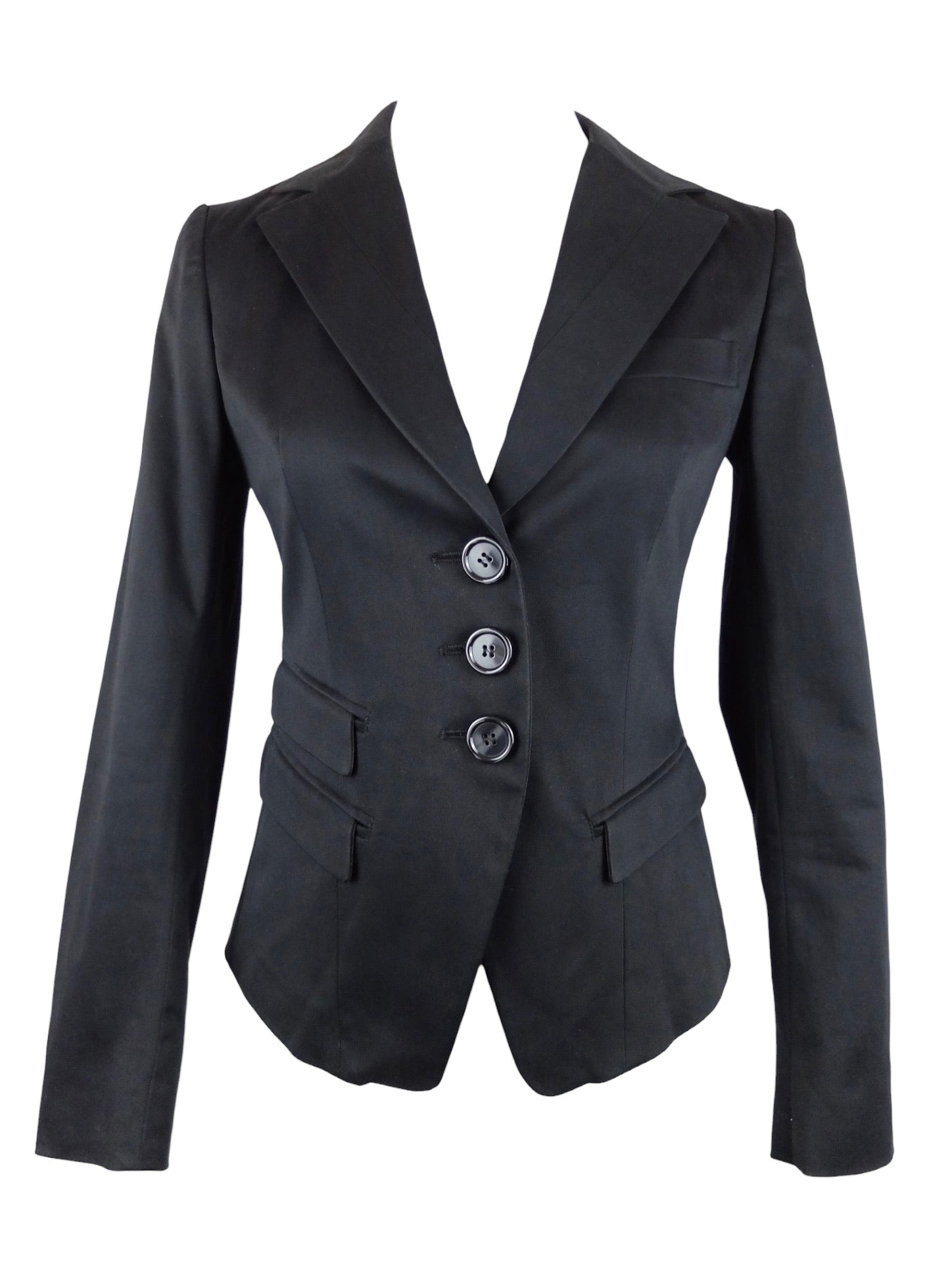 Vintage 2000s Y2K Max Mara Max & Co Chic Basic Black Solid Fitted Jacket Blazer