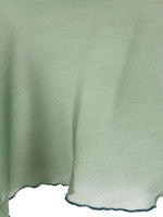Vintage 2000s Y2K Chic Solid Green Ombre Long Wide Neck Tie Wrap Shawl Scarf with Ruffled Lettuce Hem